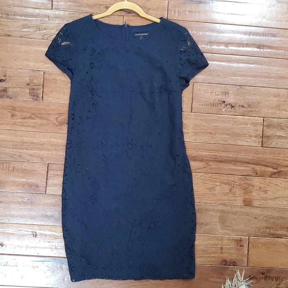 Banana Republic Blue Lace Sheath Dress